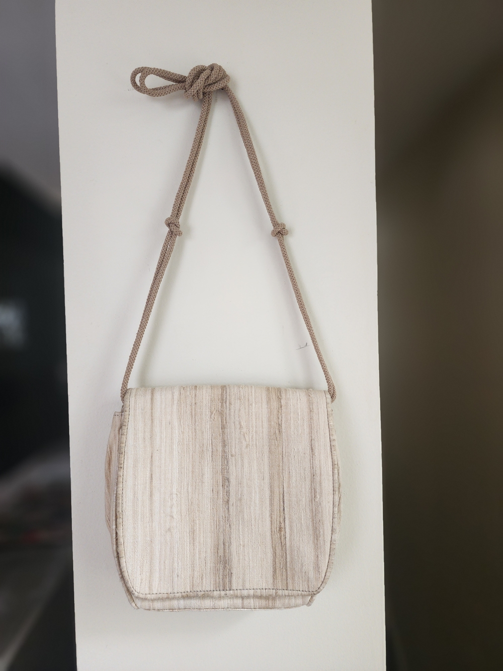 De Vecchi Woven Fabric Cream Crossbody
